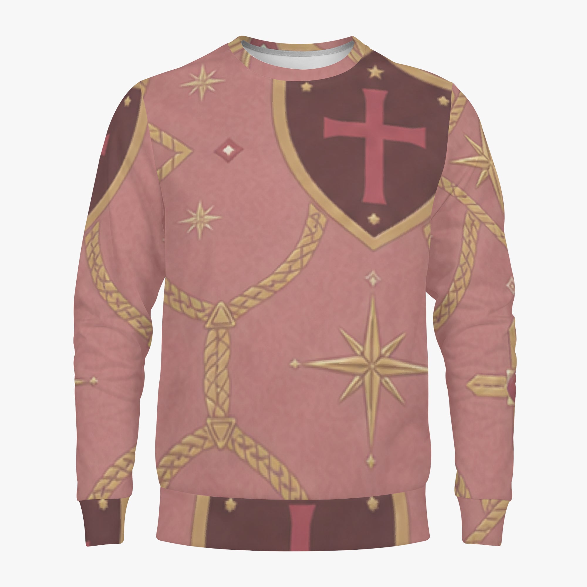 CARRY THE STANDARD crewneck in rose — SANCTUS NOVA house monogram, view 5