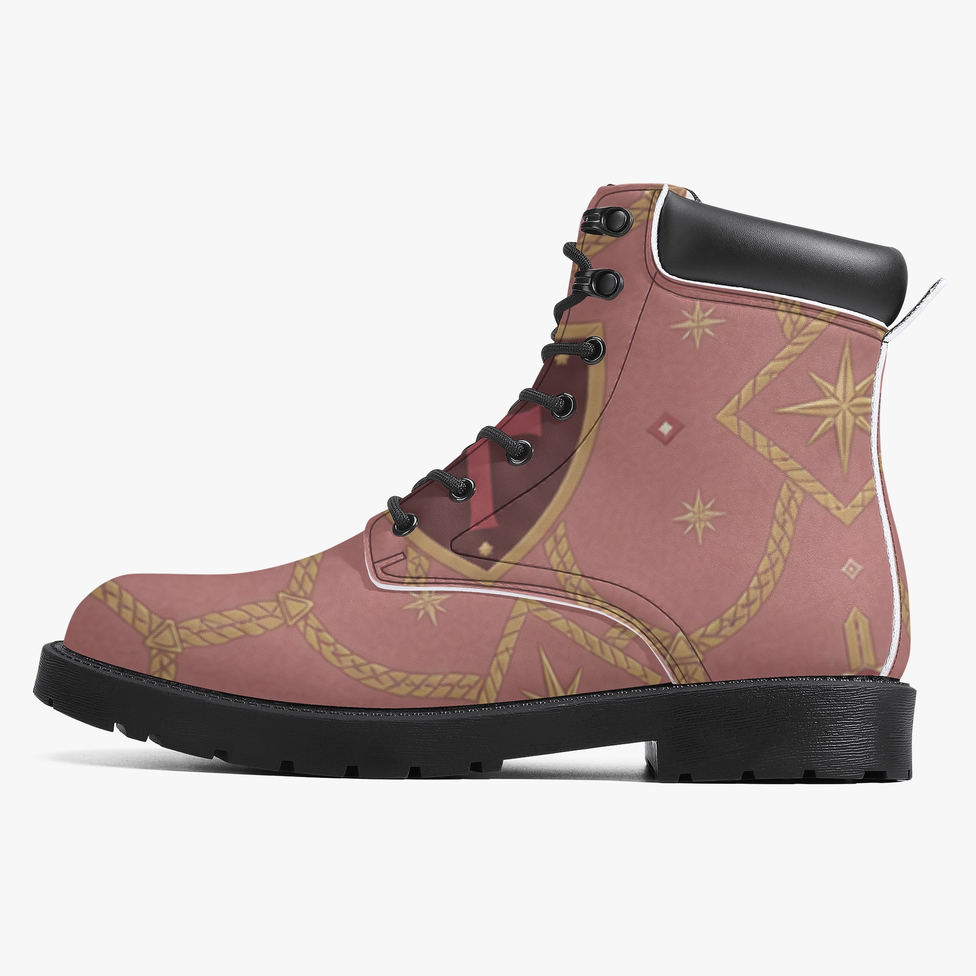 CARRY THE STANDARD leather boot in rose — SANCTUS NOVA house monogram, view 5