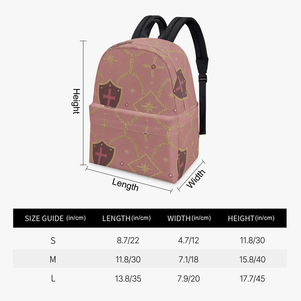 CARRY THE STANDARD full-print backpack in rose — SANCTUS NOVA house monogram, view 2