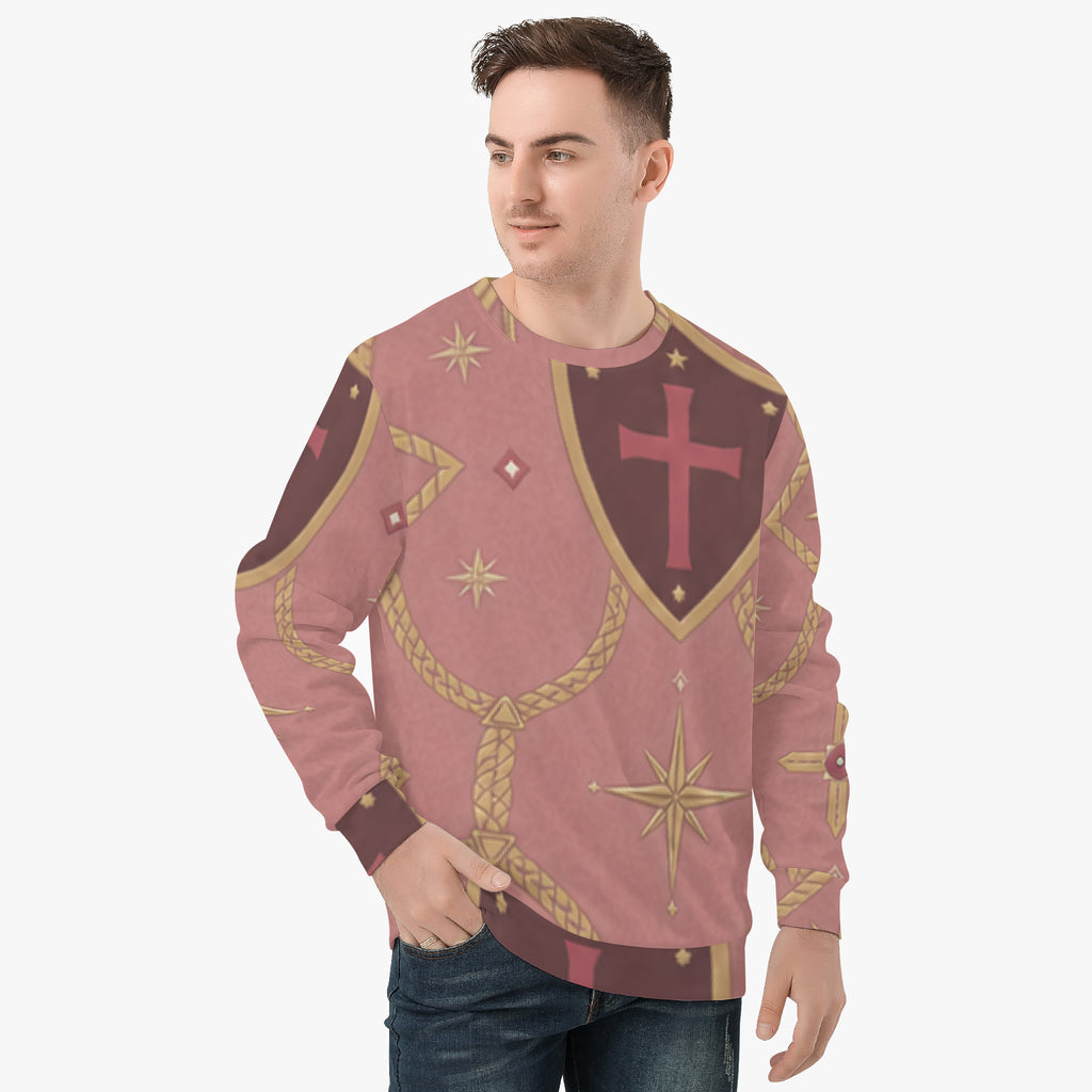CARRY THE STANDARD crewneck in rose — SANCTUS NOVA house monogram
