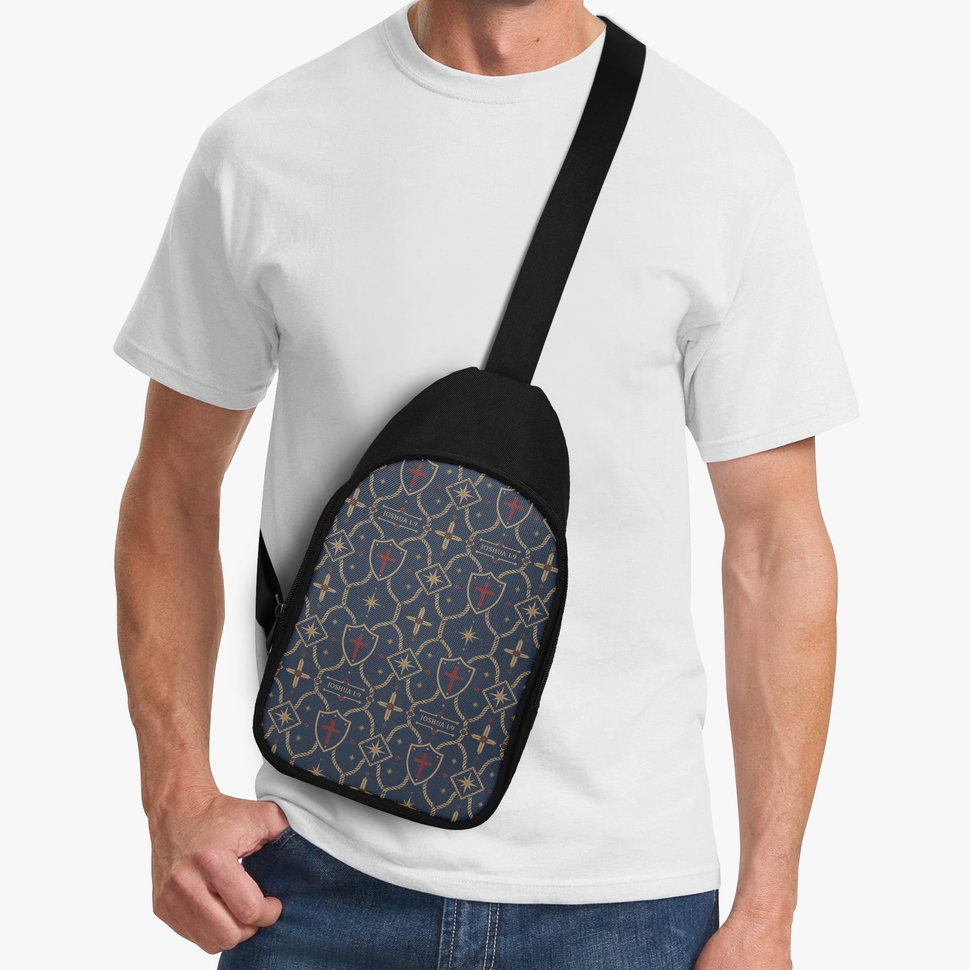 SANCTUS NOVA Royal Navy monogram chest bag worn cross-body