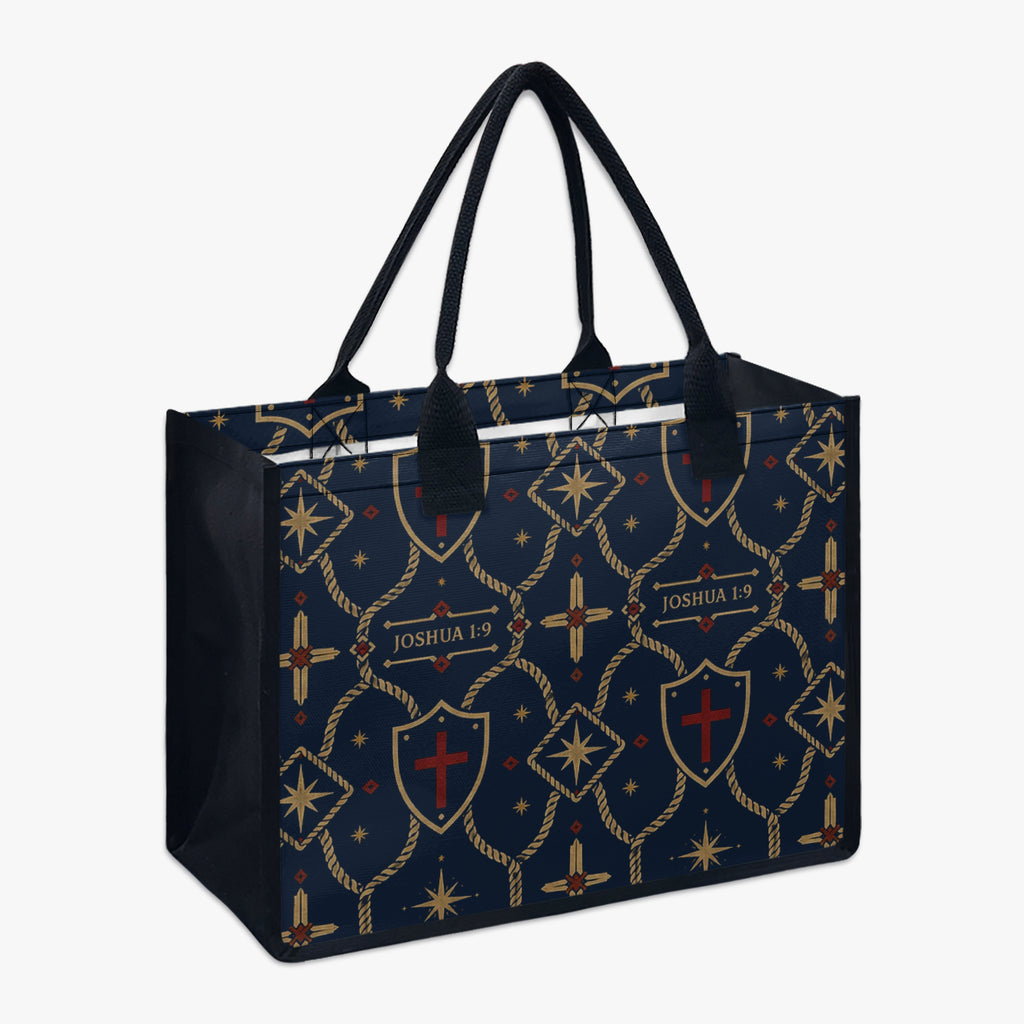 CARRY THE STANDARD full-print canvas tote in royal navy — SANCTUS NOVA house monogram, view 2