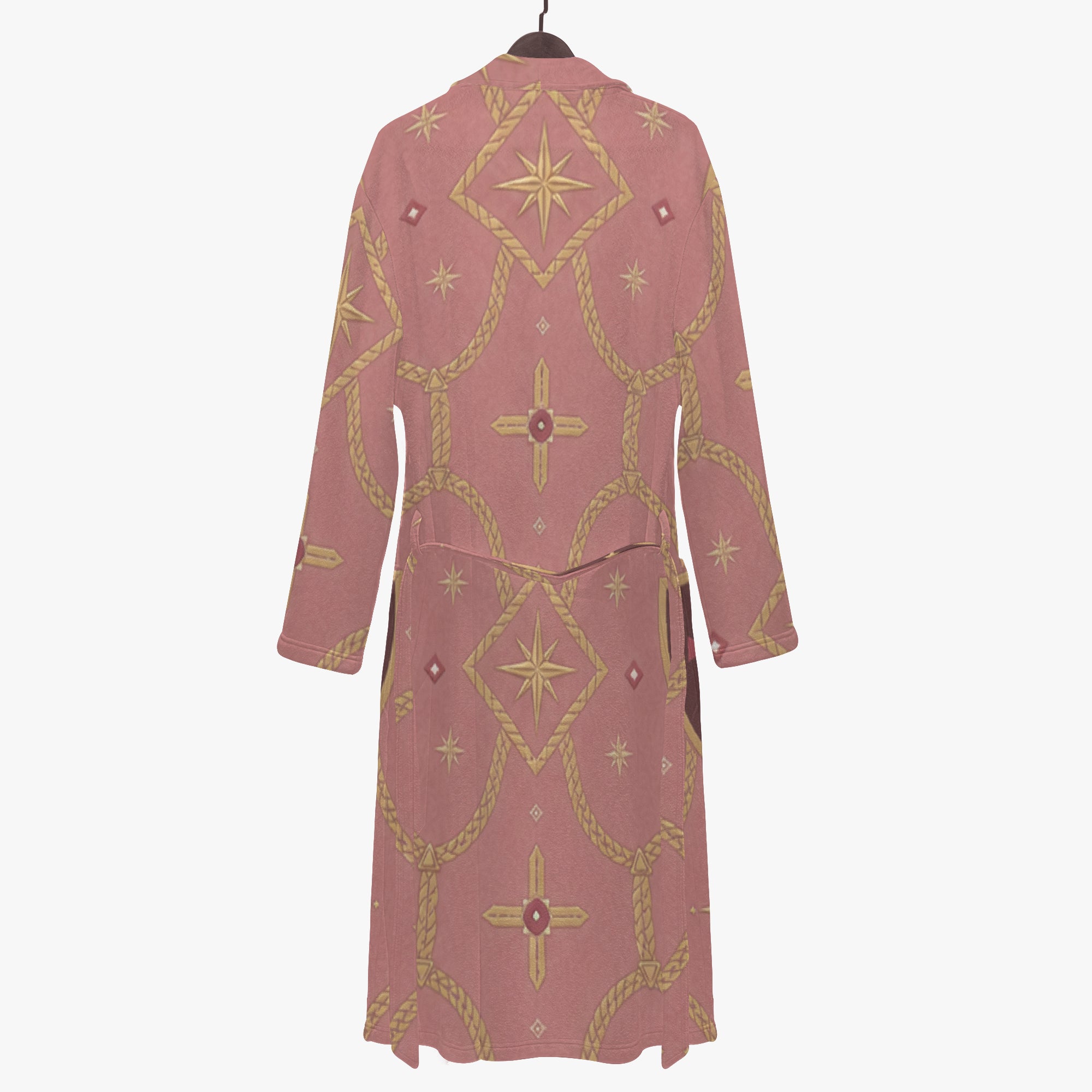 CARRY THE STANDARD bathrobe in rose — SANCTUS NOVA house monogram, view 4
