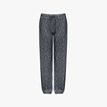 CARRY THE STANDARD women's wide leg pants in royal navy, monogram print detail