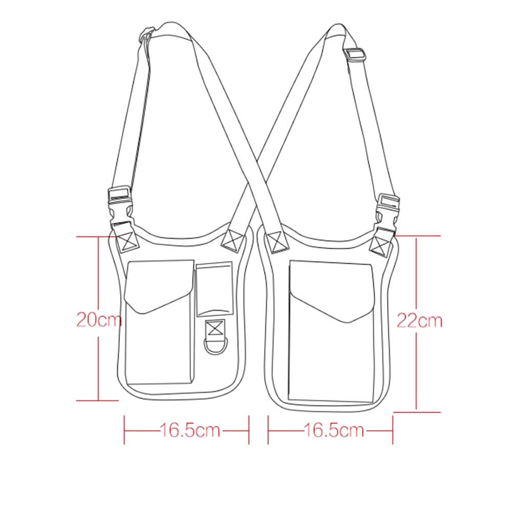 Shoulder holster dimensions sketch — pouch 20 x 16.5 cm