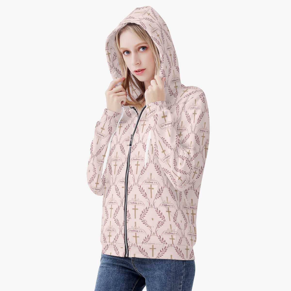 SANCTUS NOVA women's full-zip hoodie in blush, view 6