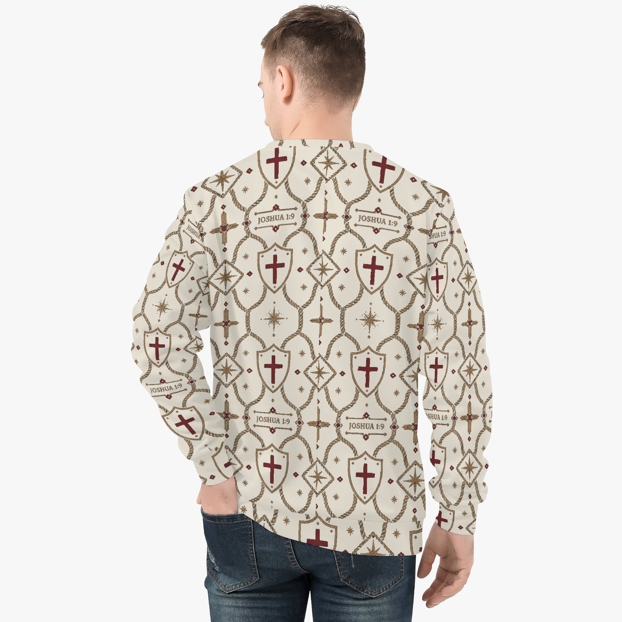 CARRY THE STANDARD crewneck sweatshirt in ivory, back view