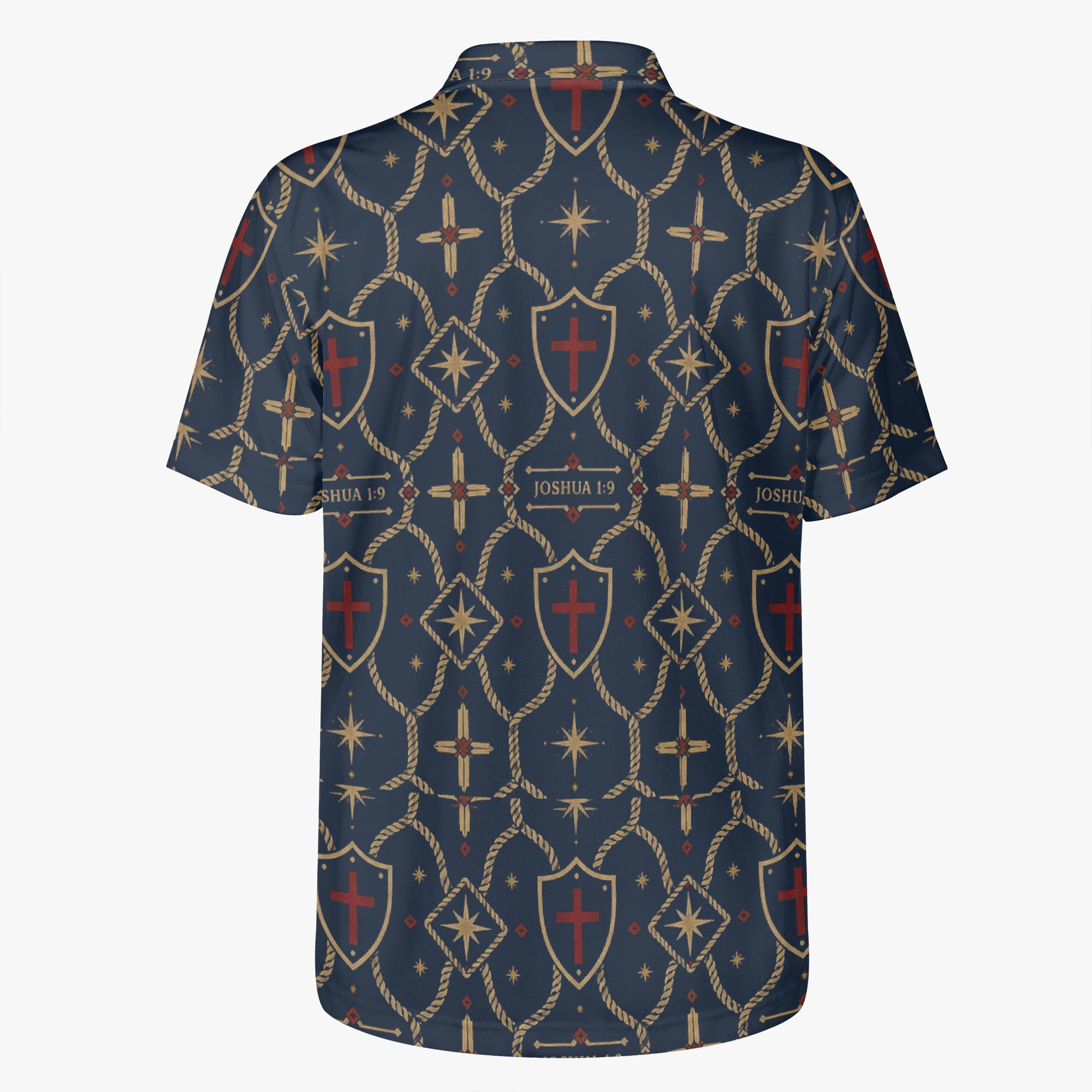 CARRY THE STANDARD polo in royal navy — SANCTUS NOVA house monogram, view 6