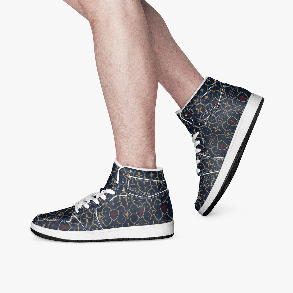 SANCTUS NOVA CARRY THE STANDARD high-top sneaker in the royal navy monogram, view 8