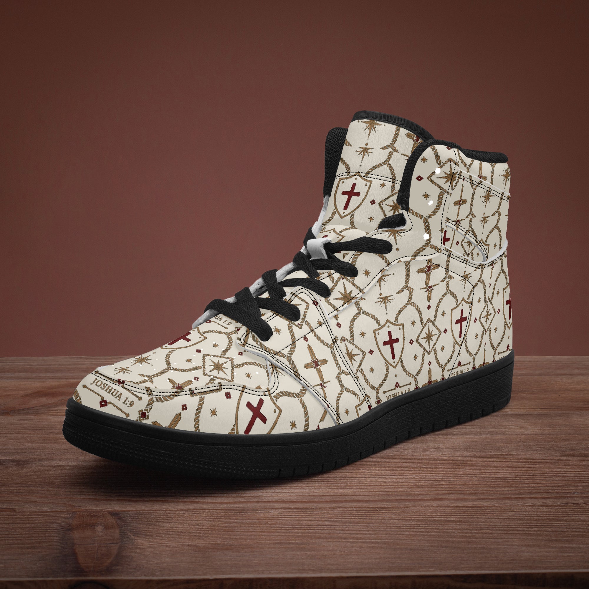 SANCTUS NOVA CARRY THE STANDARD high-top sneaker in the ivory monogram, pair view