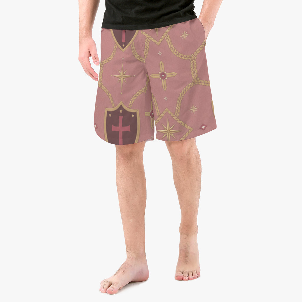 CARRY THE STANDARD board shorts in rose — SANCTUS NOVA house monogram, view 3