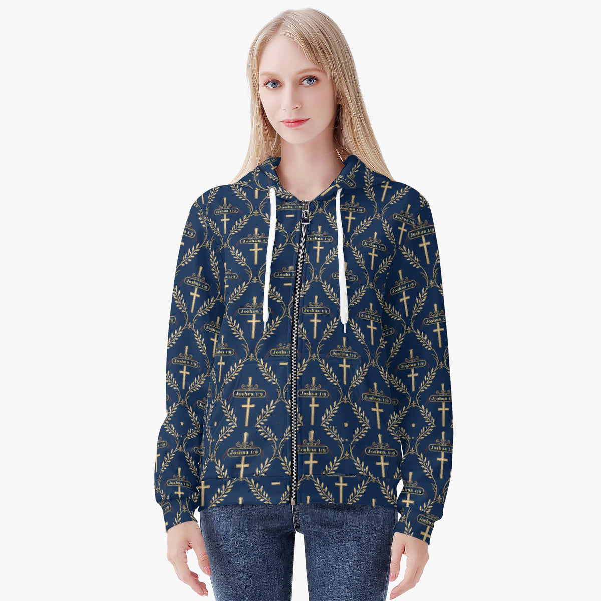 SANCTUS NOVA women's full-zip hoodie in royal navy, view 5