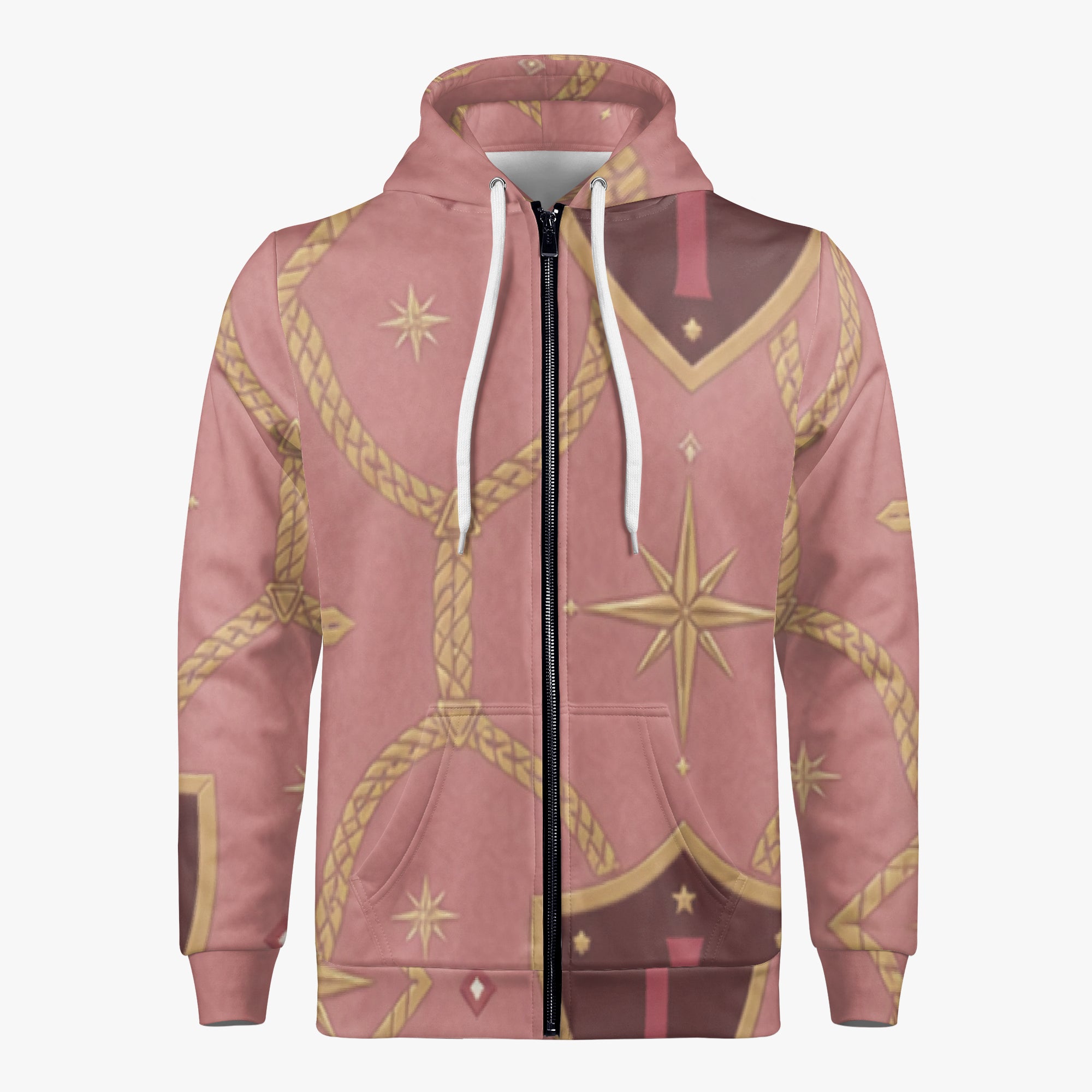 CARRY THE STANDARD full-zip hoodie in rose — SANCTUS NOVA house monogram, view 4