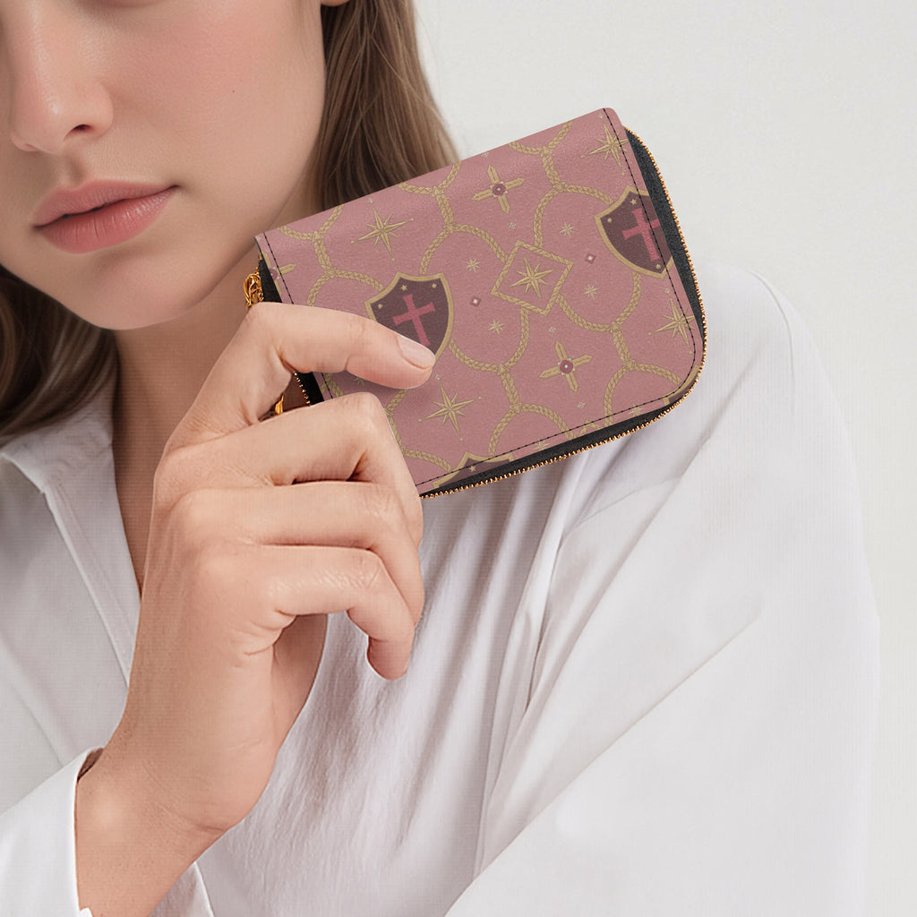 CARRY THE STANDARD full-print zipper wallet in rose — SANCTUS NOVA house monogram, view 10