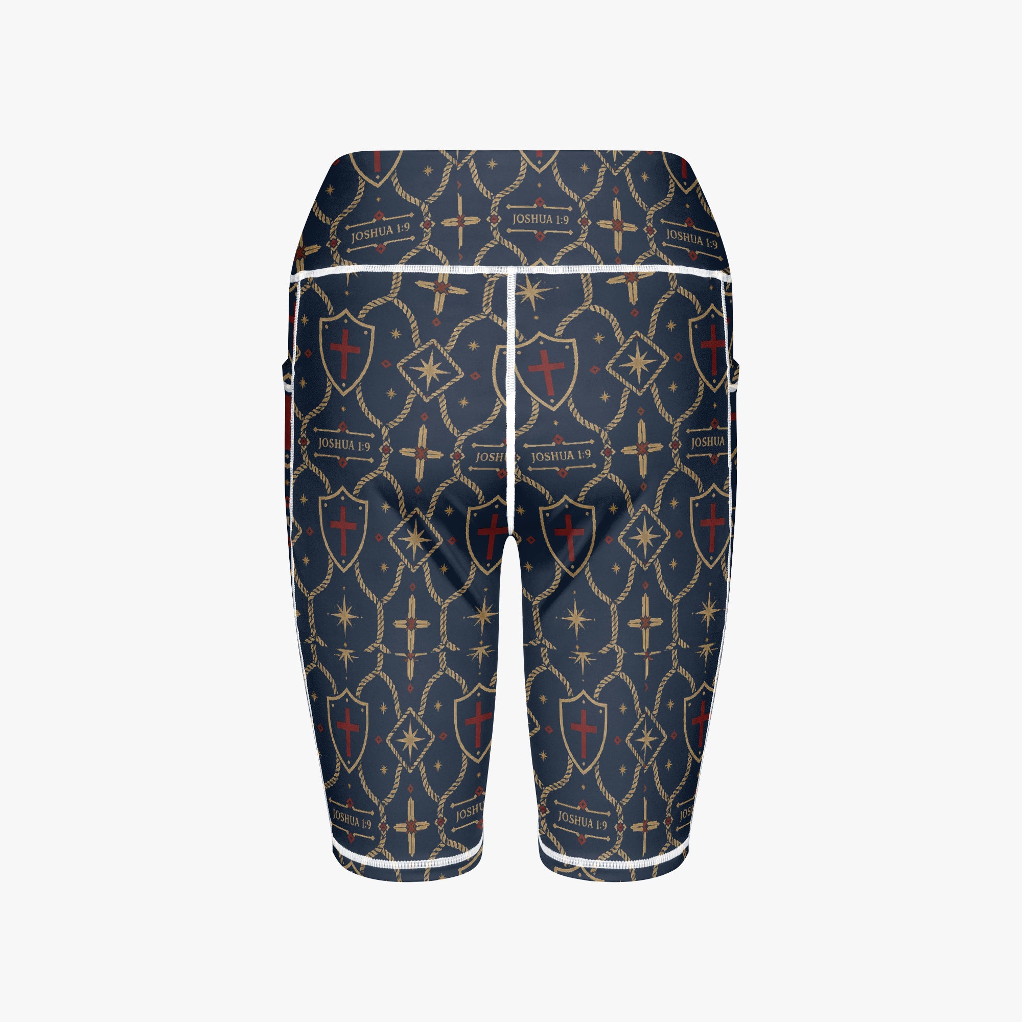 CARRY THE STANDARD women's yoga shorts in royal navy, back view