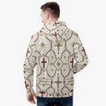 CARRY THE STANDARD pullover hoodie in ivory — SANCTUS NOVA house monogram, marked JOSHUA 1:9
