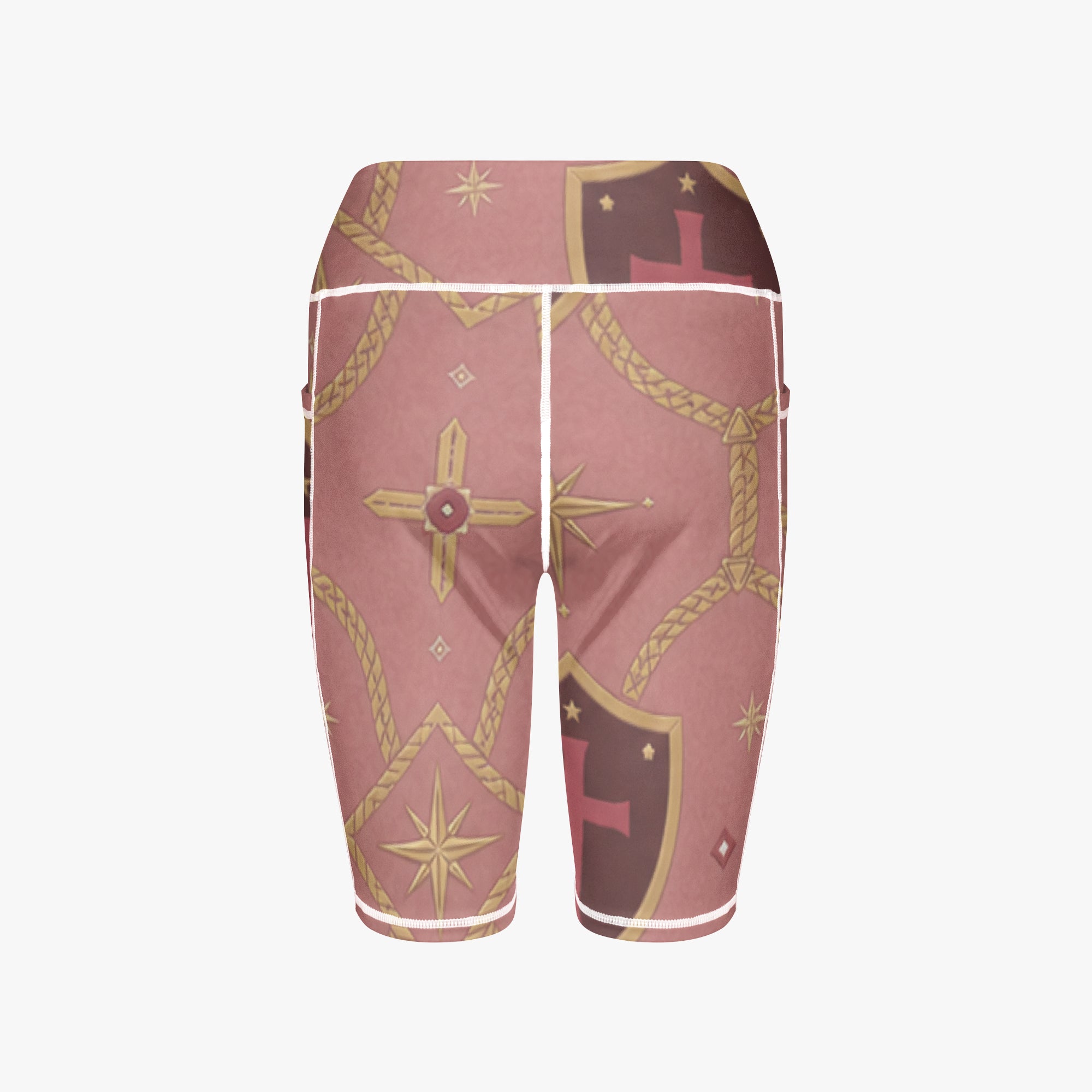 CARRY THE STANDARD women's yoga shorts in rose — SANCTUS NOVA house monogram