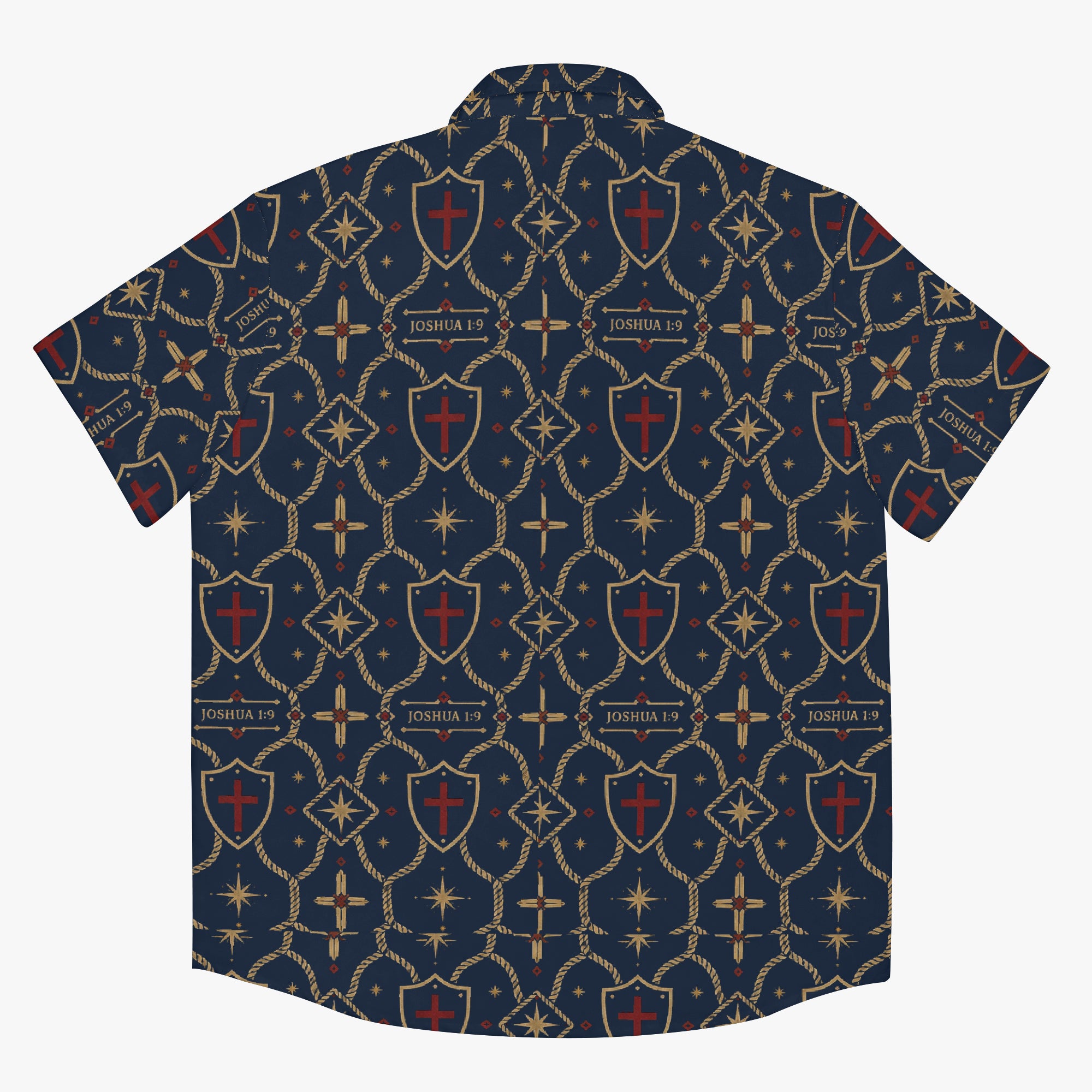 CARRY THE STANDARD camp shirt in royal navy — SANCTUS NOVA house monogram, view 2