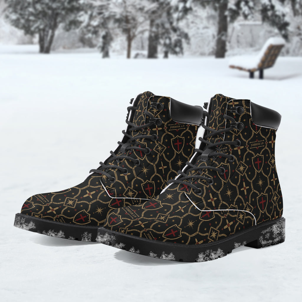 SANCTUS NOVA CARRY THE STANDARD leather boot in the signature monogram, pair view