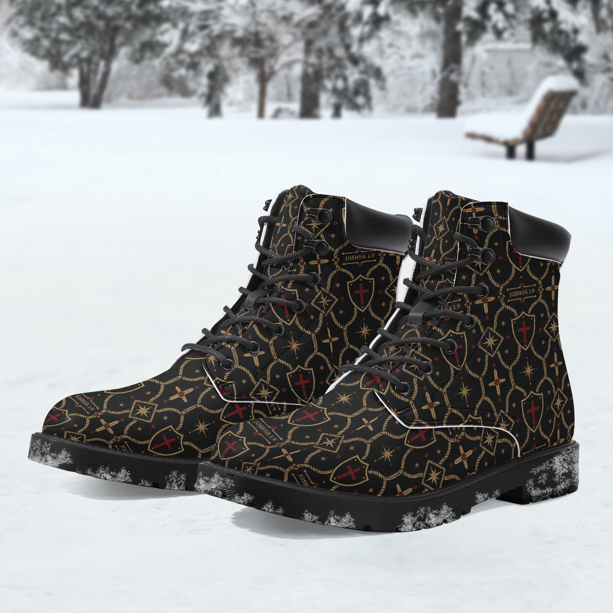 SANCTUS NOVA CARRY THE STANDARD leather boot in the signature monogram, pair view