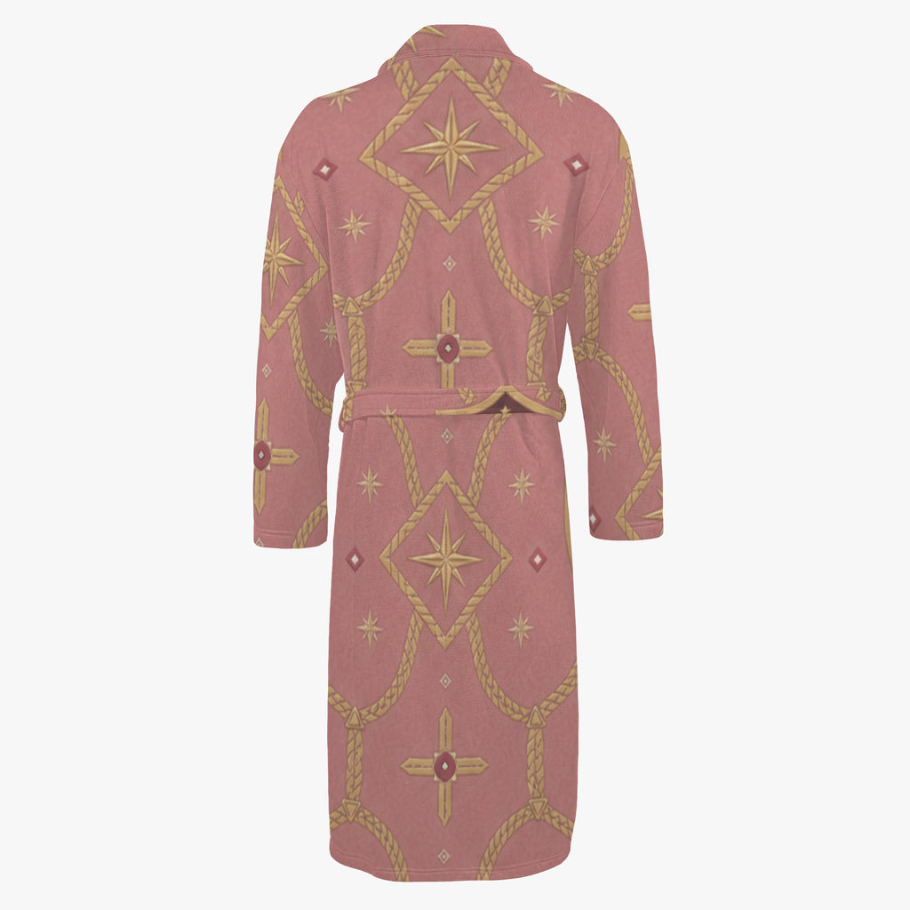 CARRY THE STANDARD bathrobe in rose — SANCTUS NOVA house monogram, view 5