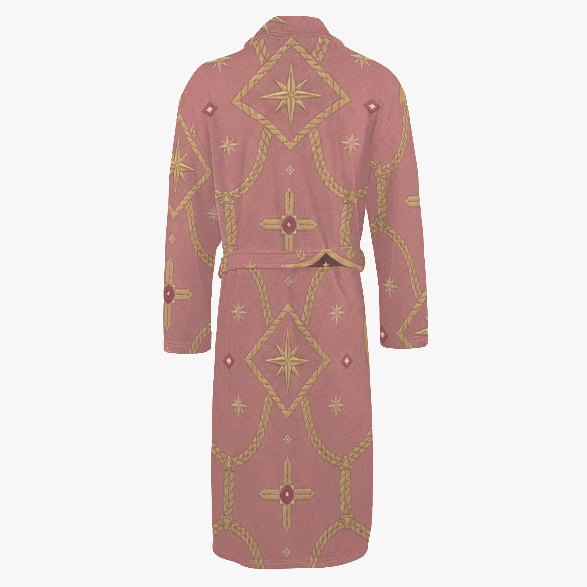 CARRY THE STANDARD bathrobe in rose — SANCTUS NOVA house monogram, view 5
