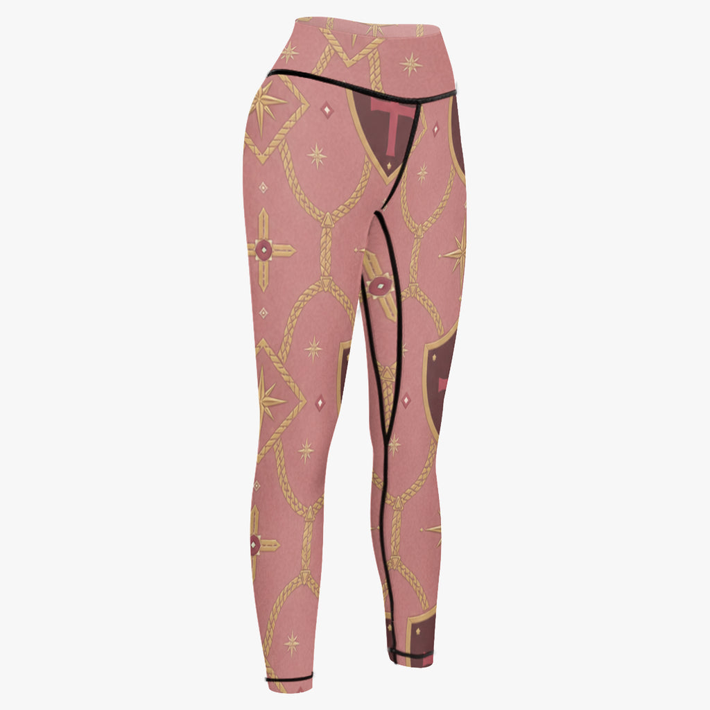 CARRY THE STANDARD women's leggings in rose — SANCTUS NOVA house monogram