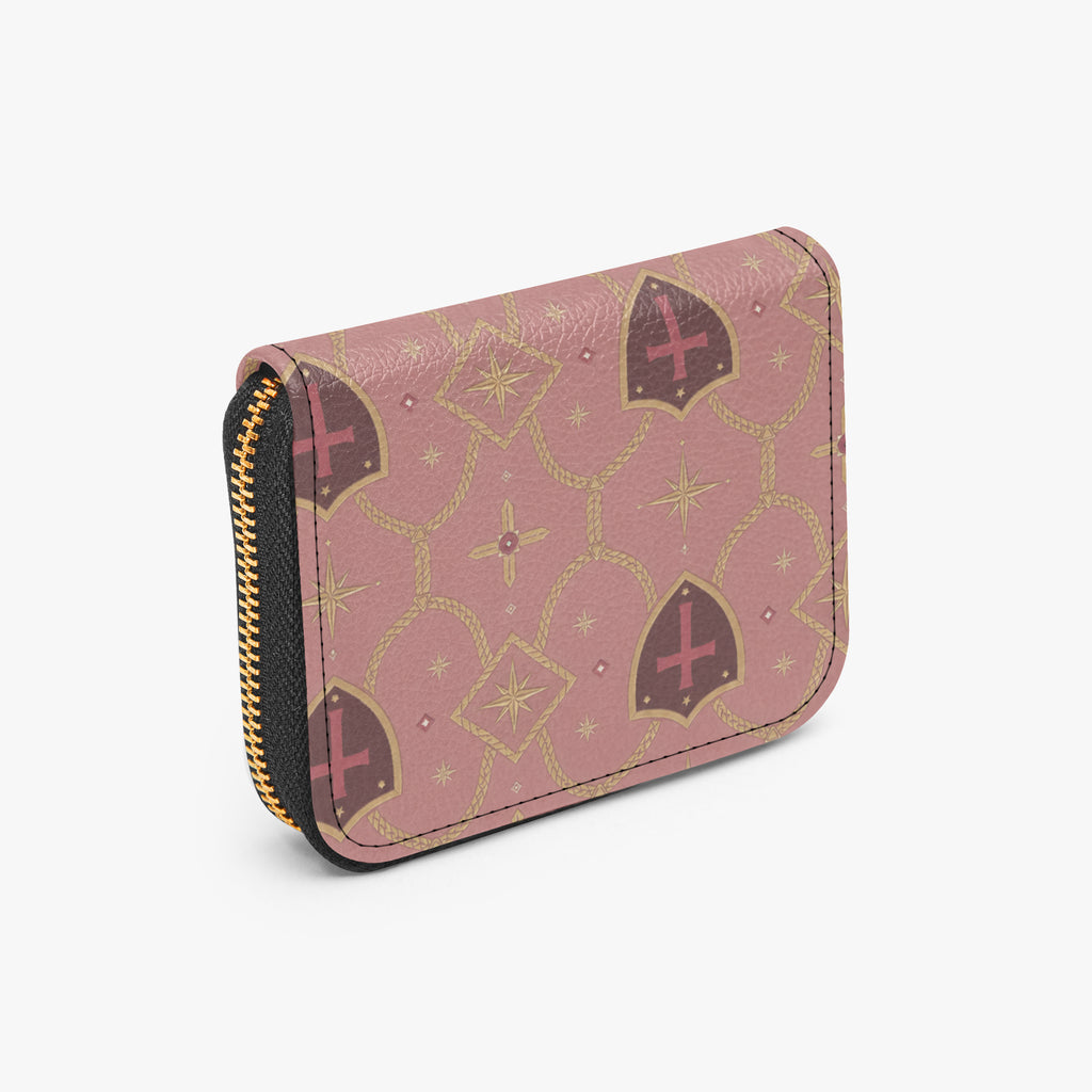 CARRY THE STANDARD full-print zipper wallet in rose — SANCTUS NOVA house monogram, view 3