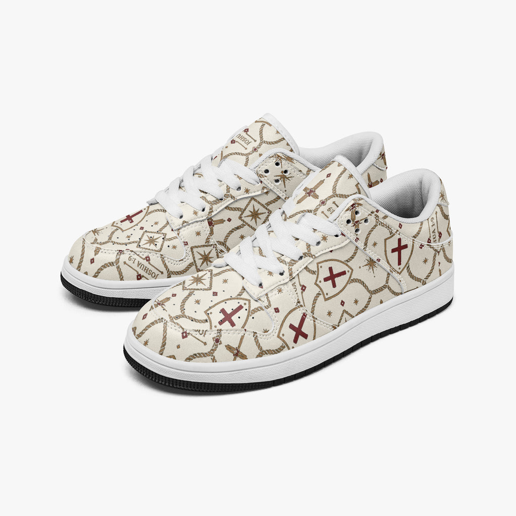 SANCTUS NOVA CARRY THE STANDARD court sneaker in the ivory monogram, detail view