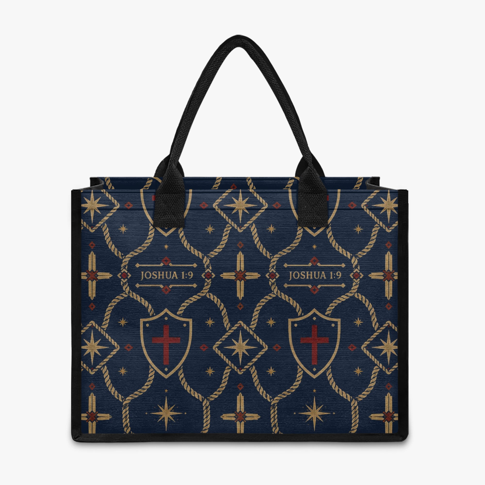 CARRY THE STANDARD full-print canvas tote in royal navy — SANCTUS NOVA house monogram, view 4
