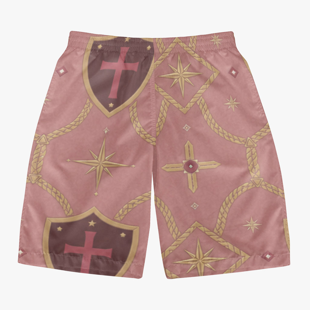 CARRY THE STANDARD board shorts in rose — SANCTUS NOVA house monogram