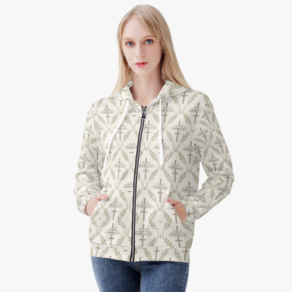 SANCTUS NOVA women's full-zip hoodie in ivory, view 3