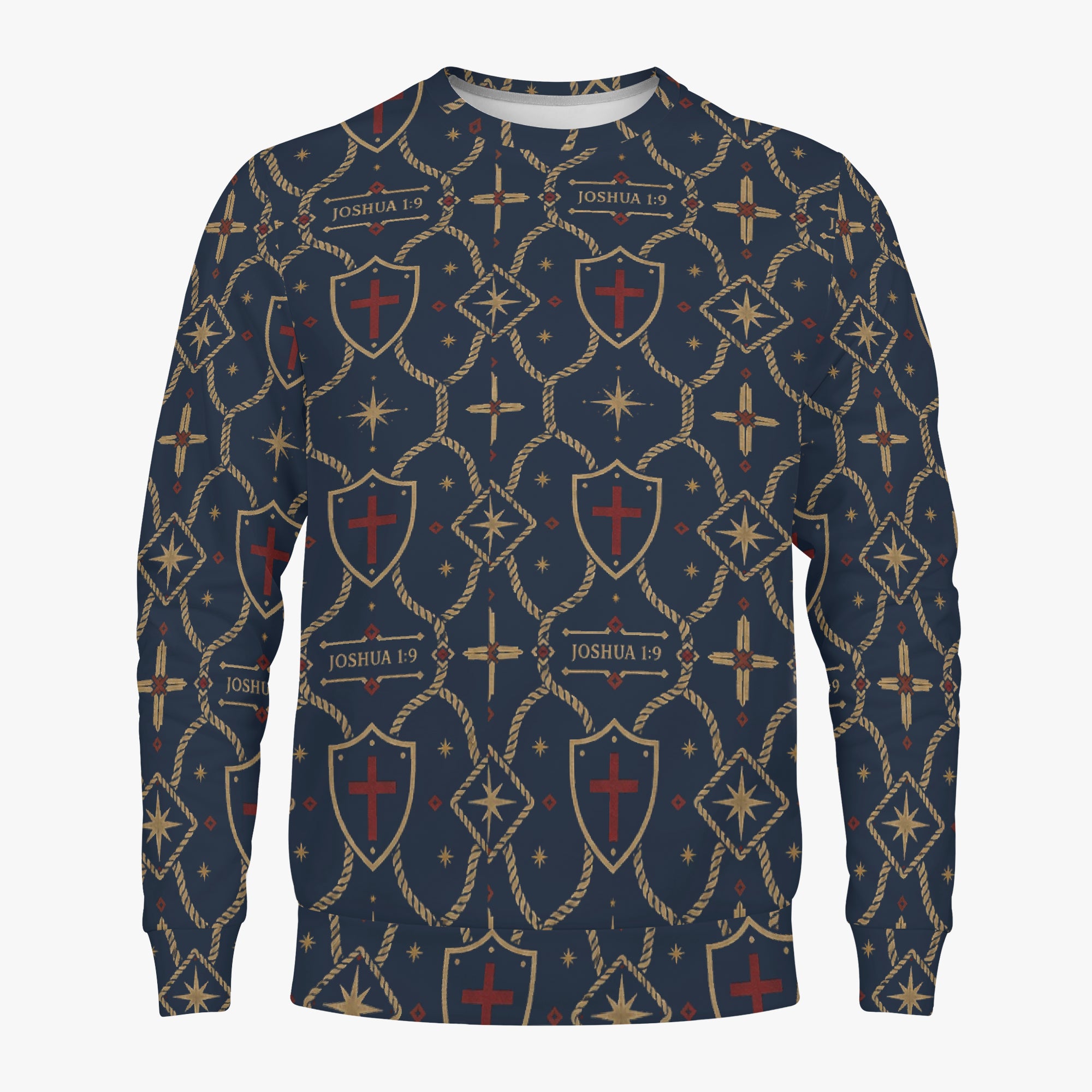 CARRY THE STANDARD crewneck sweatshirt in royal navy, SANCTUS NOVA size guide