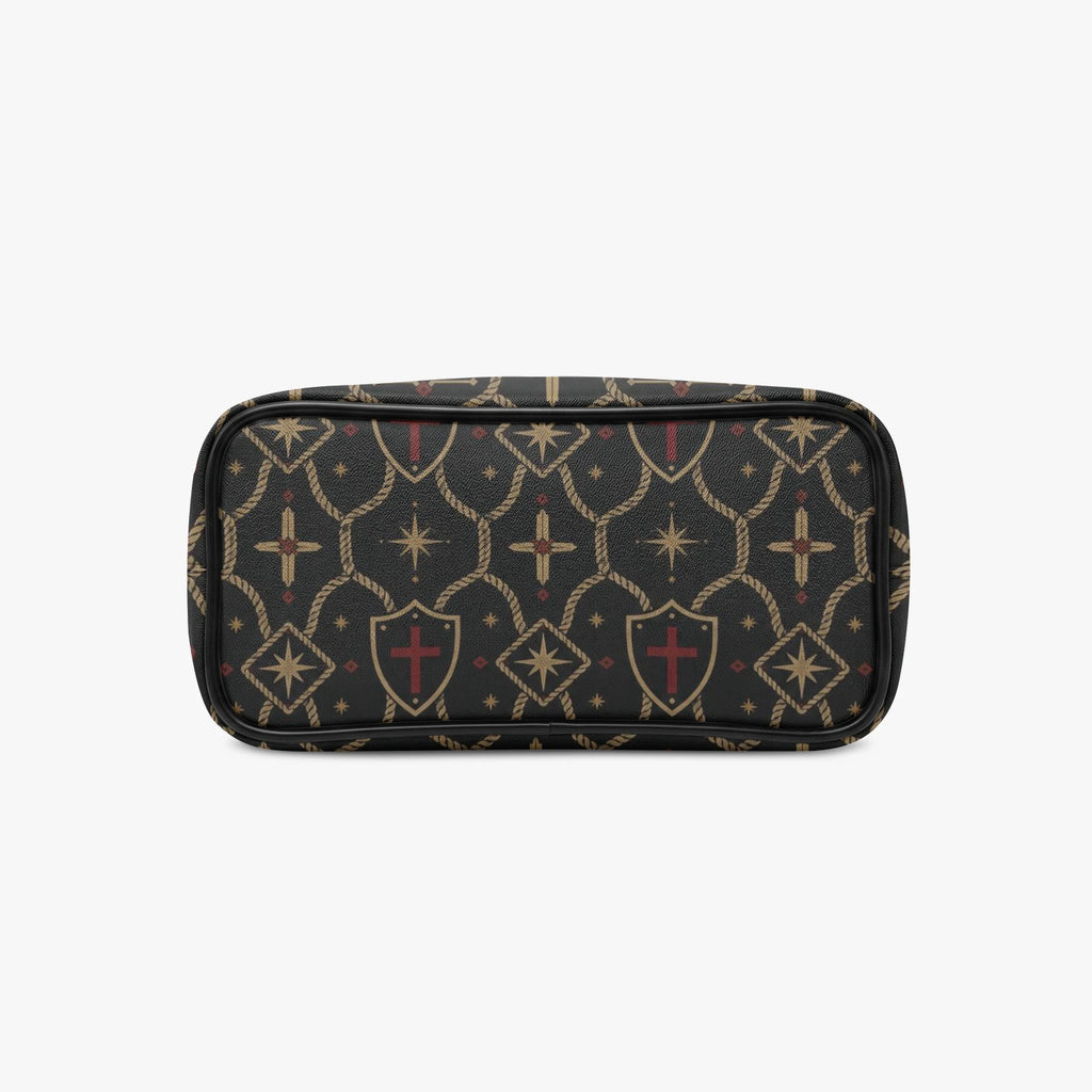 Christian monogram pet carrier — JOSHUA 1:9 set in gold on the house pattern, view 4