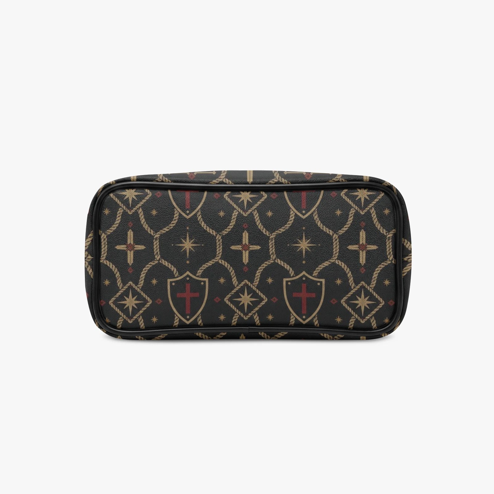 Christian monogram pet carrier — JOSHUA 1:9 set in gold on the house pattern, view 4