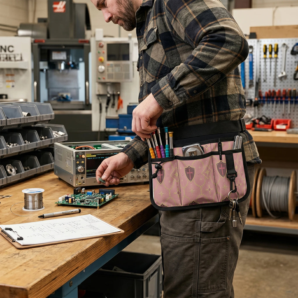 CARRY THE STANDARD utility waist pouch in rose — SANCTUS NOVA house monogram, view 4