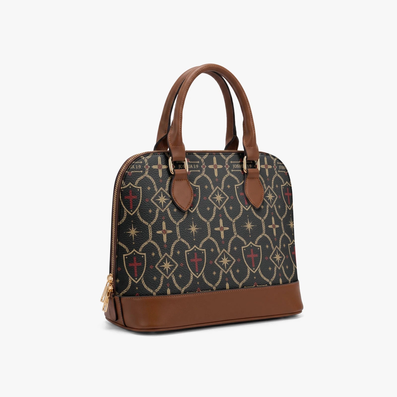 CARRY THE STANDARD handbag — JOSHUA 1:9 set in gold small caps on the house monogram, view 4