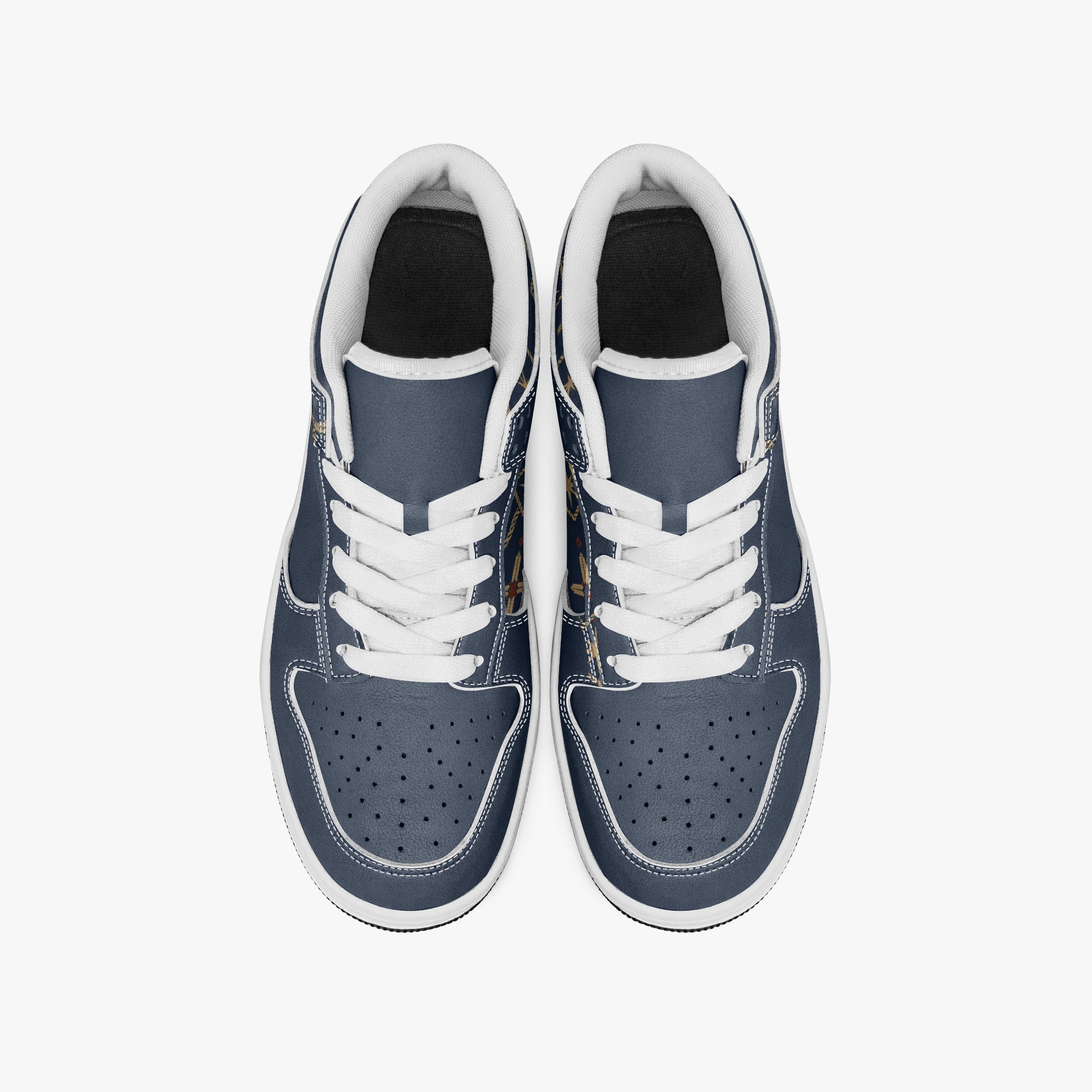 SANCTUS NOVA CARRY THE STANDARD court sneaker in the royal navy monogram, top view