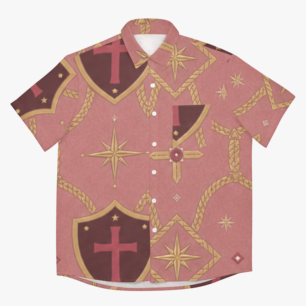 CARRY THE STANDARD christian camp shirt in rose — SANCTUS NOVA house monogram, view 4