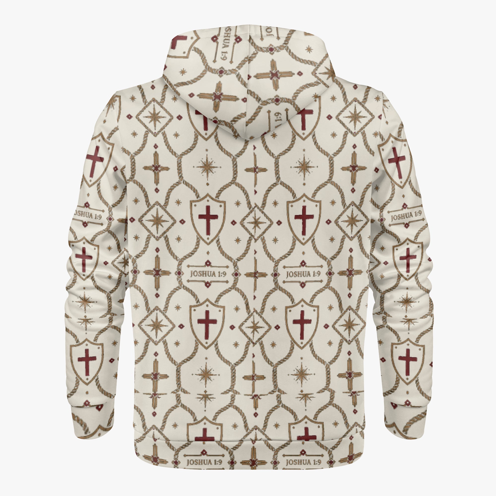 CARRY THE STANDARD full-zip hoodie in ivory — SANCTUS NOVA house monogram, view 2