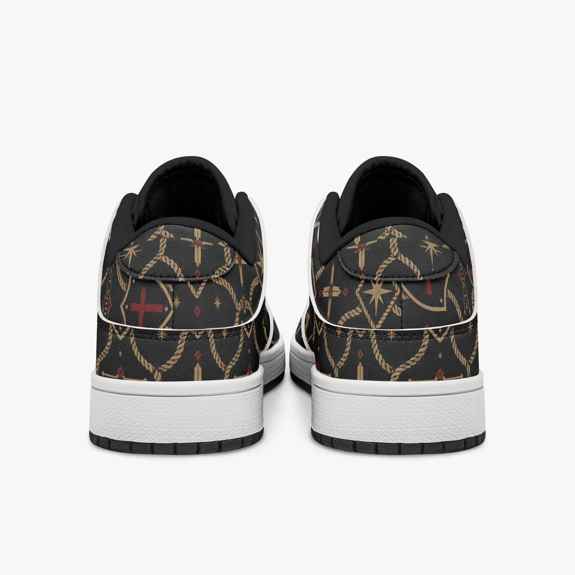 SANCTUS NOVA CARRY THE STANDARD court sneaker in the signature monogram, angled view