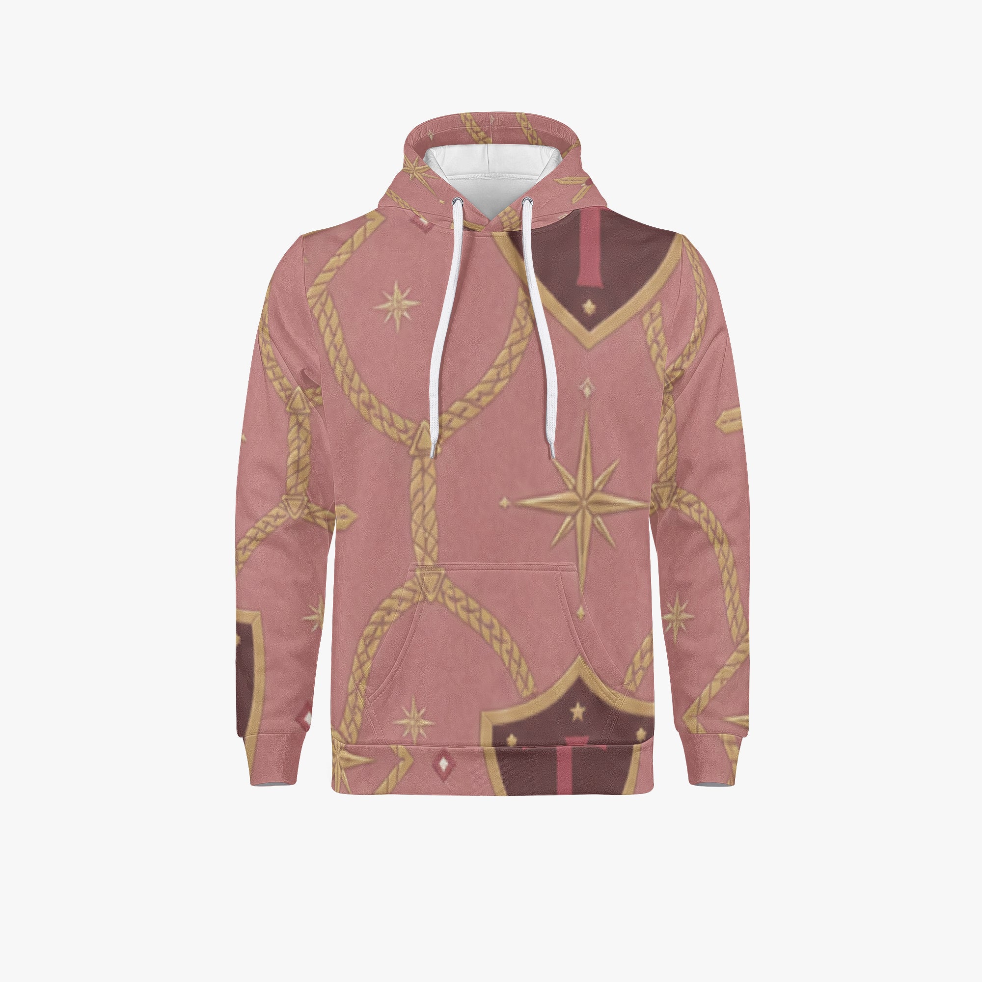 CARRY THE STANDARD pullover hoodie in rose — SANCTUS NOVA house monogram, view 2