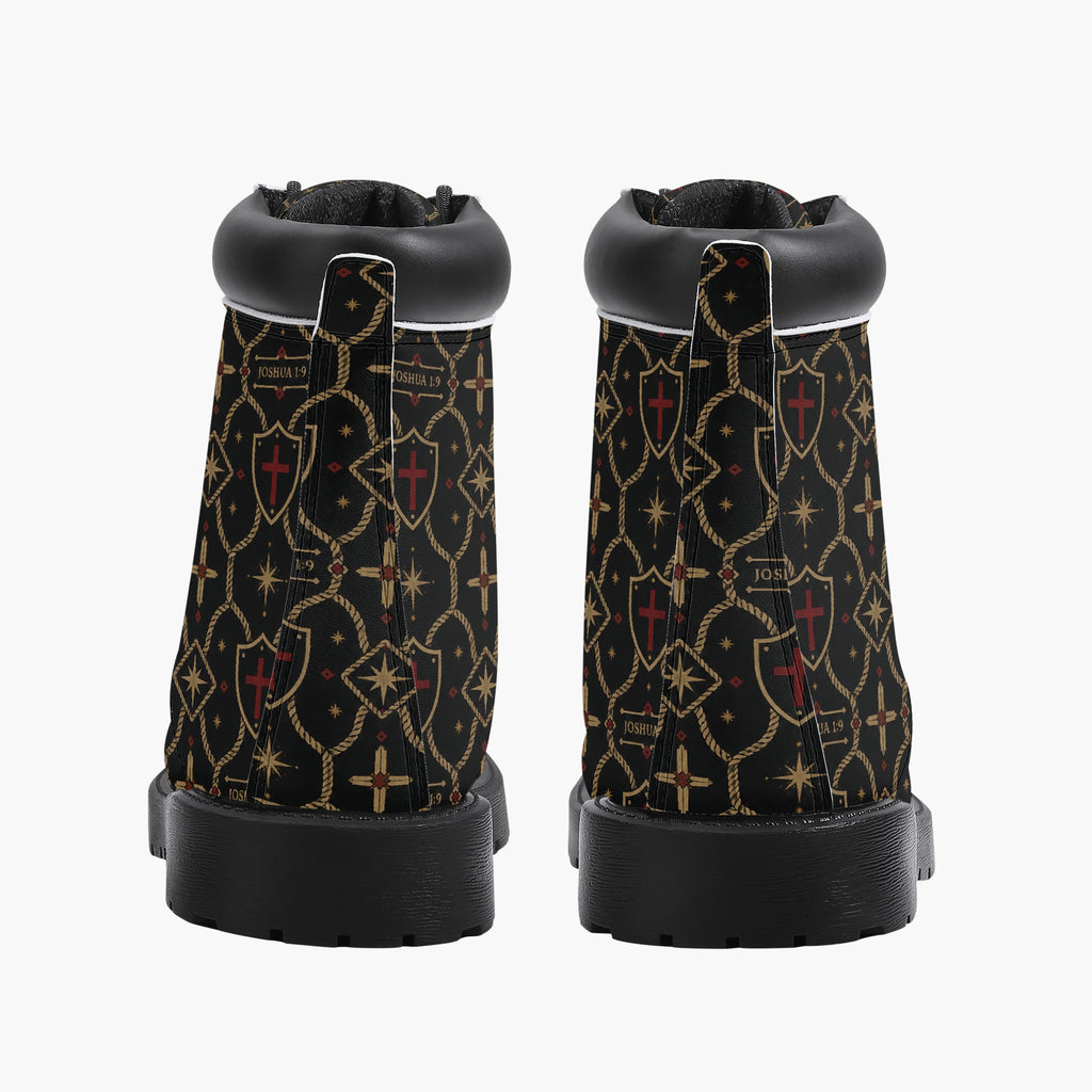 SANCTUS NOVA CARRY THE STANDARD leather boot in the signature monogram, lacing detail