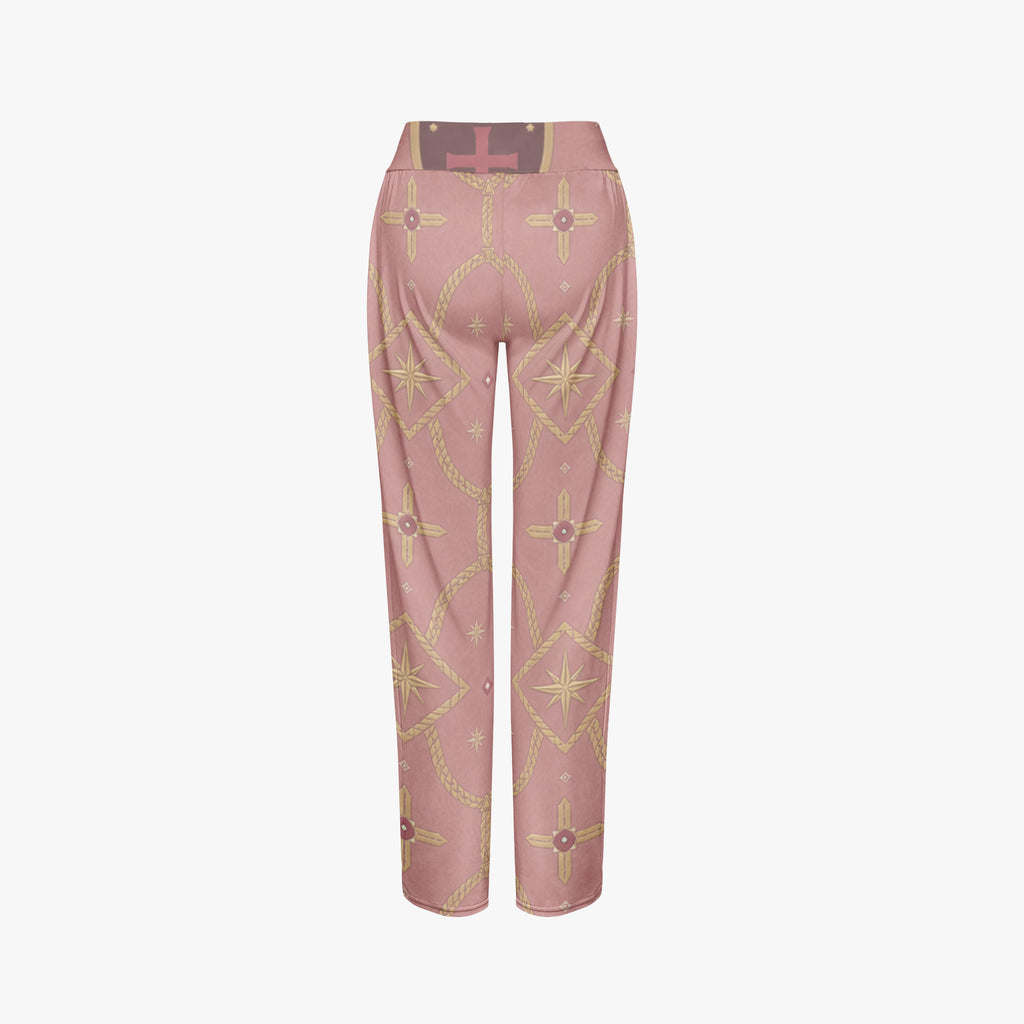 CARRY THE STANDARD women's wide leg pants in rose — SANCTUS NOVA house monogram, view 2