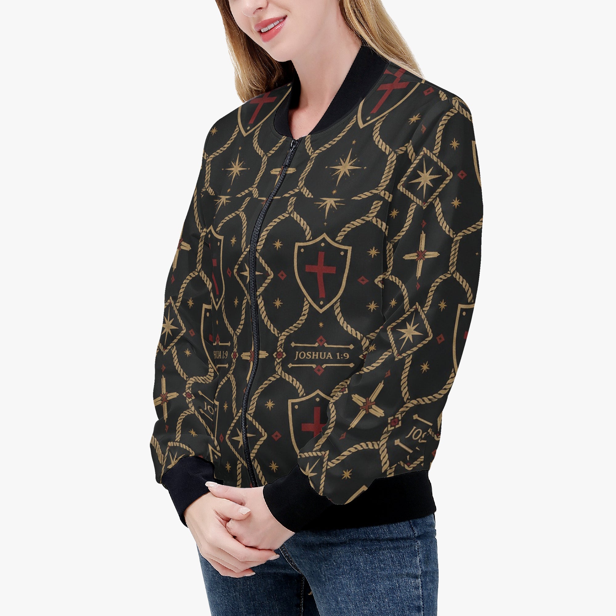 CARRY THE STANDARD bomber jacket — signature monogram printed edge to edge (view 3)