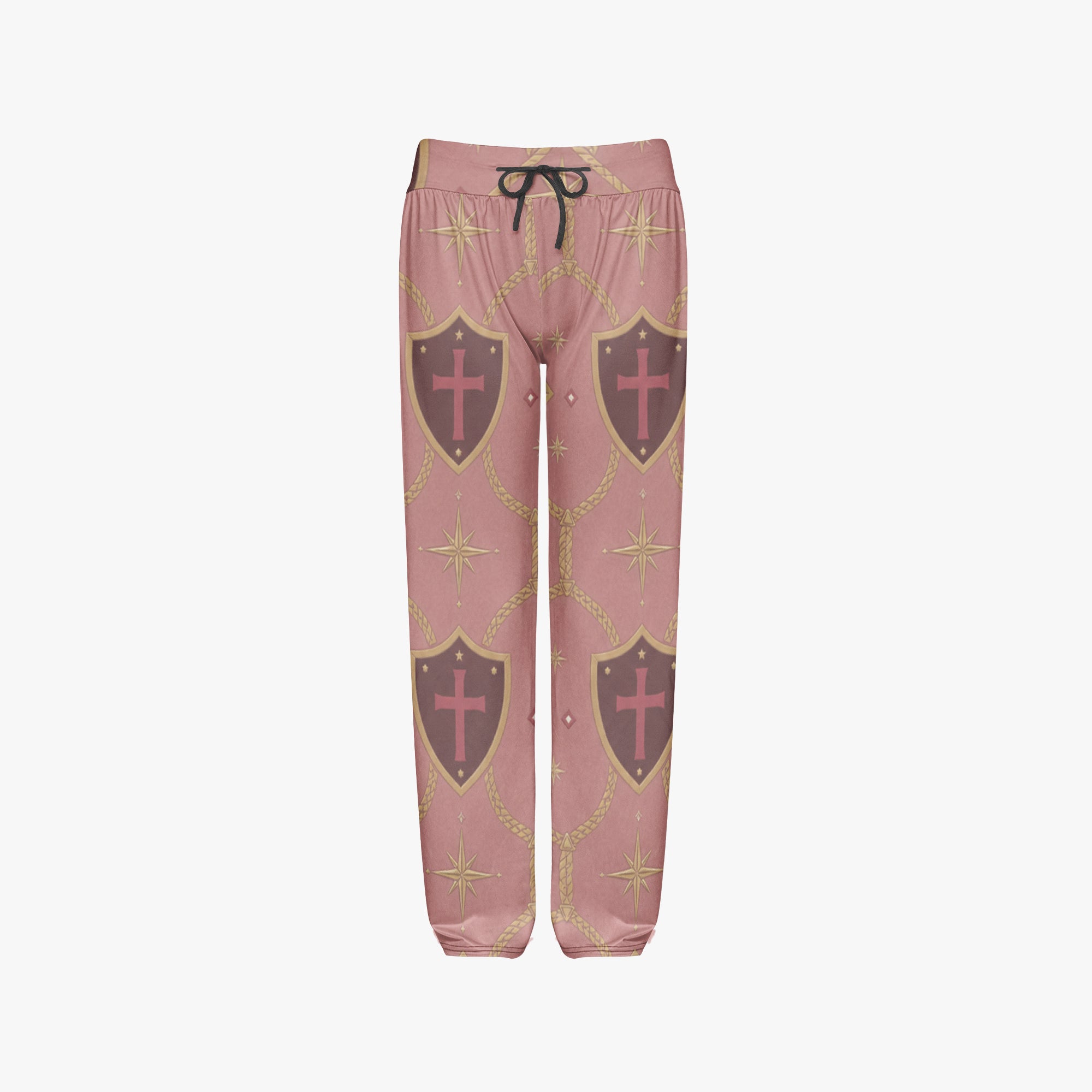 CARRY THE STANDARD women's wide leg pants in rose — SANCTUS NOVA house monogram, view 3