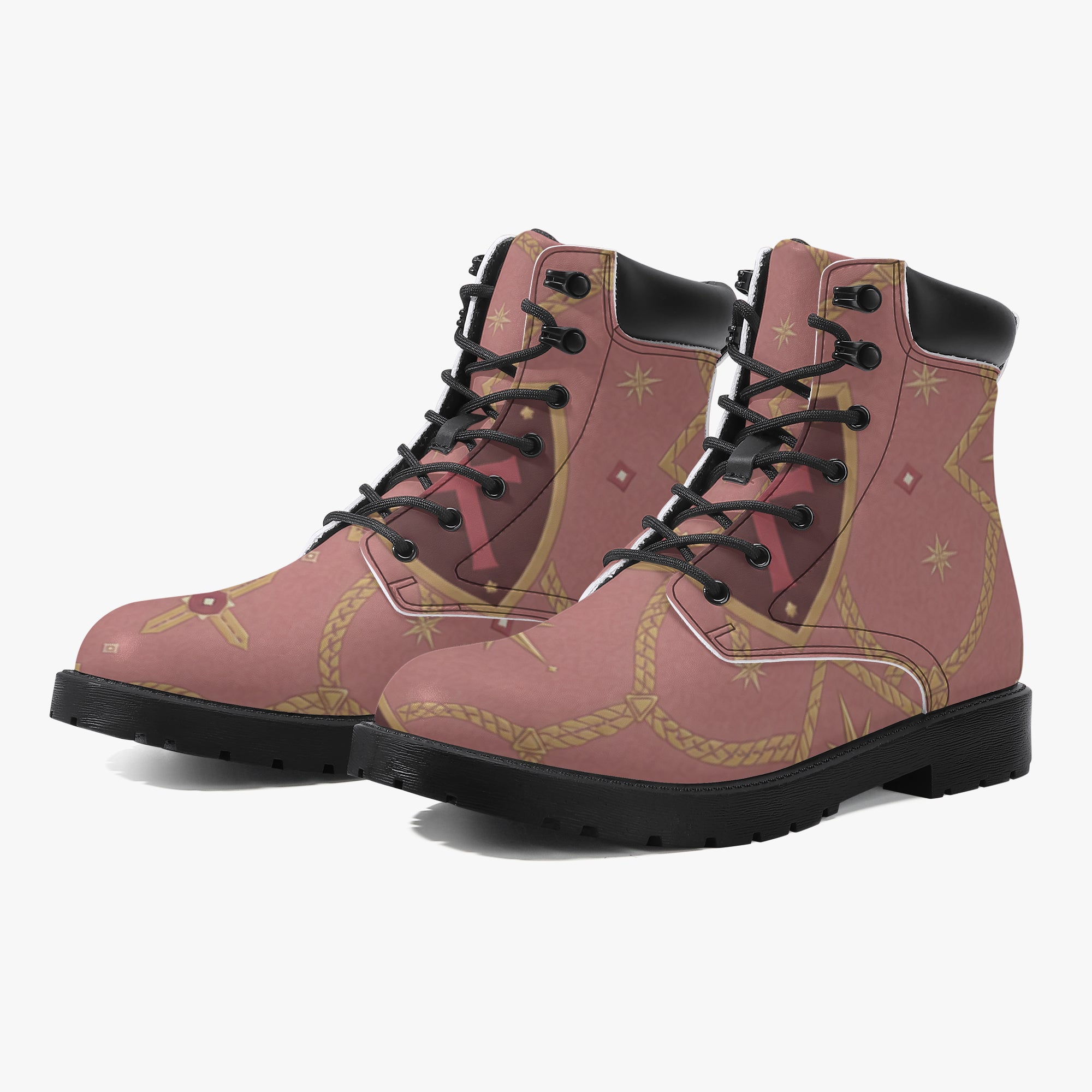 CARRY THE STANDARD leather boot in rose — SANCTUS NOVA house monogram, view 8