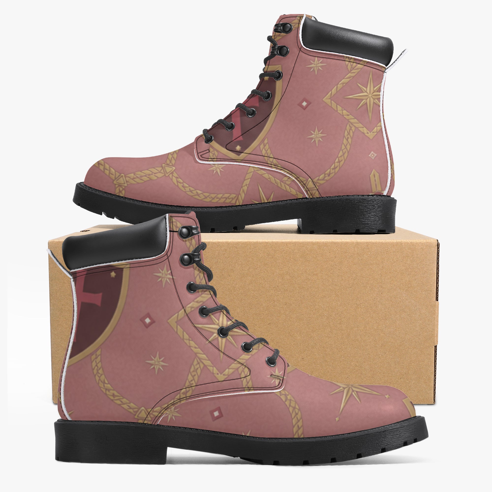 CARRY THE STANDARD leather boot in rose — SANCTUS NOVA house monogram, view 10