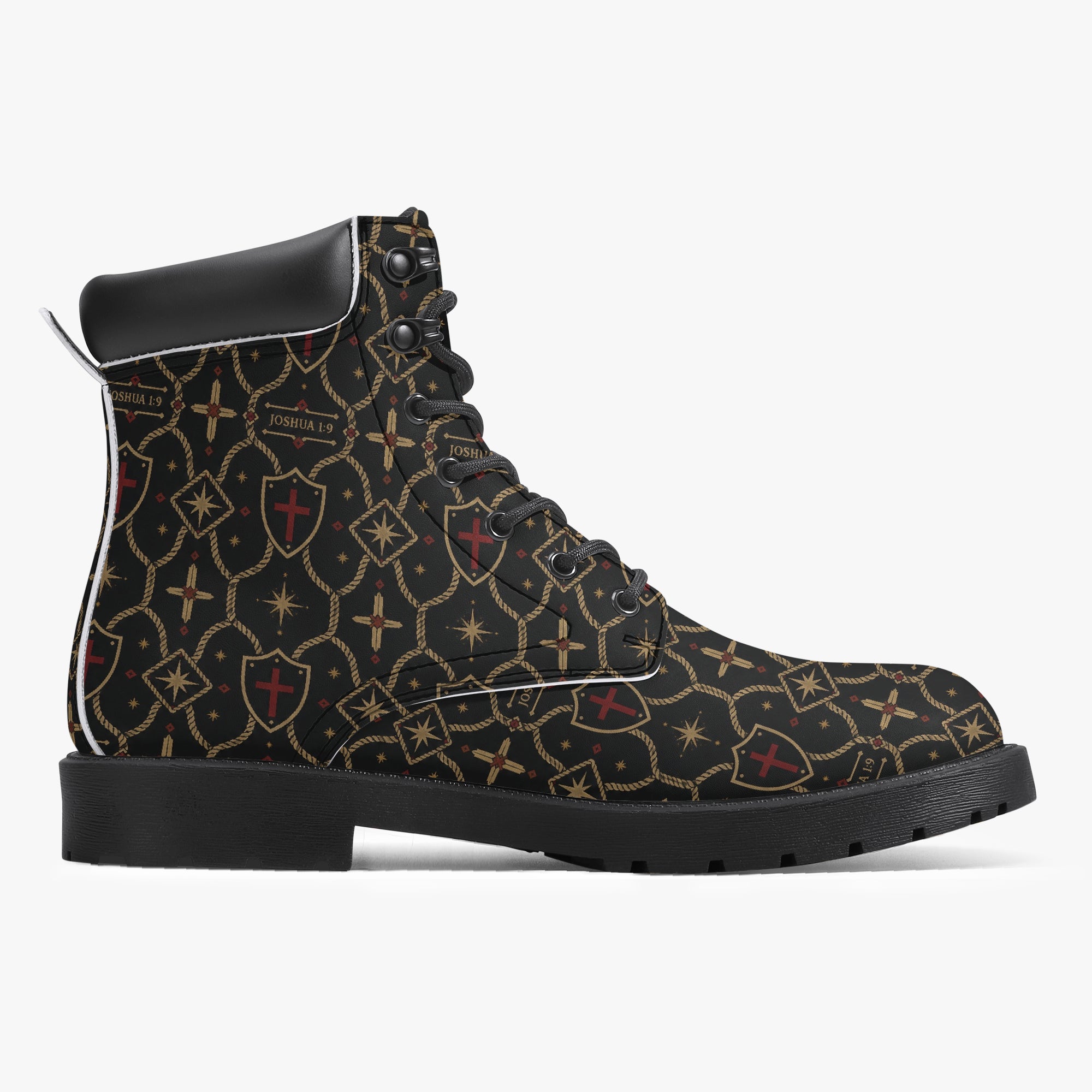 SANCTUS NOVA CARRY THE STANDARD leather boot in the signature monogram, detail view