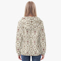 CARRY THE STANDARD women's full-zip hoodie in ivory — SANCTUS NOVA house monogram, view 4
